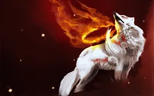 A Cool Anime Wolf Standig Proudly Against A Dark Gray Sky Wallpaper