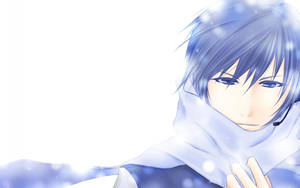 'a Cool Blue-haired Anime Boy In Winter Wonderland.' Wallpaper