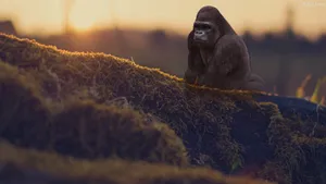 A Cool Gorilla Sitting In The Jungle Wallpaper