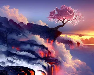 A Cool Japanese Tree On A Cliff Wallpaper