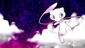 'a Creature From The Heavens: Mew In A Dreamy Cloudy Sky' Wallpaper