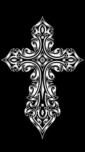 A Cross With An Ornate Design On A Black Background Wallpaper