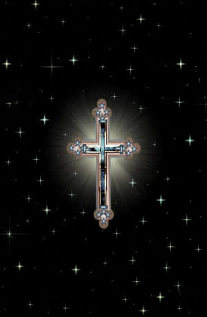 A Cross With Stars In The Background Wallpaper