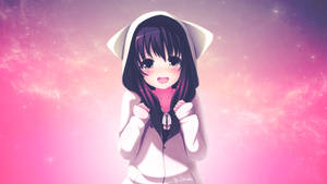 A Cute Anime Girl In An Adorable Hoodie Wallpaper