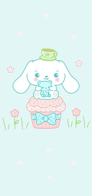 A Cute Bunny With A Cupcake On His Head Wallpaper