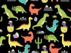 A Cute Cartoon Dinosaur Smiles On A Pastel Desktop. Wallpaper