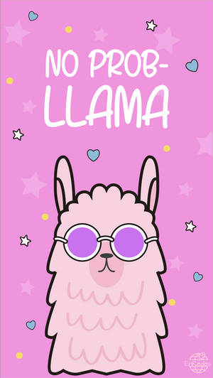 A Cute Lama Expressing A Chilled Attitude With 'no Prob-llama' Statement. Wallpaper