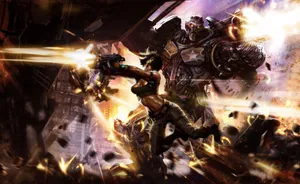 A Cyborg Girl Equipped With Modern Firearms To Cause Destruction Wallpaper