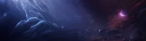 A Dark Space With A Red And Blue Background Wallpaper