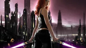 A Dazzling Blue Lightsaber Blade, Ready For Action. Wallpaper