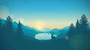 A Deer Silhouette At Sunrise At Lake Firewatch Wallpaper