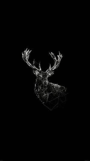 A Deer With Horns On A Black Background Wallpaper