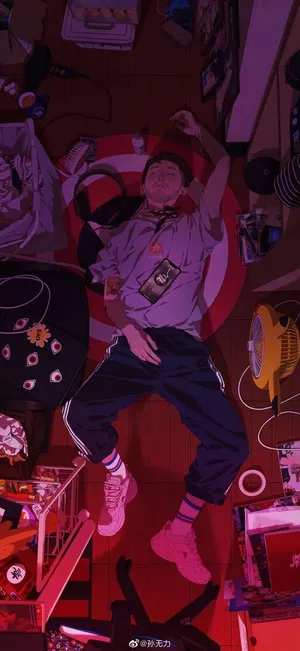 A Depressed Anime Boy Reflecting On His Troubles Wallpaper