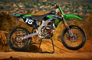 A Dirt Bike On A Stand Wallpaper