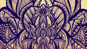 A Drawing Of A Flower With A Lotus Flower Wallpaper