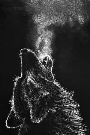 A Drawing Of A Wolf Howling In The Air Wallpaper