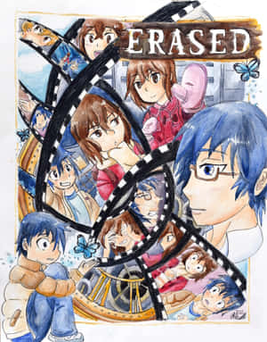 A Drawing Of Anime Characters With The Title Erased Wallpaper