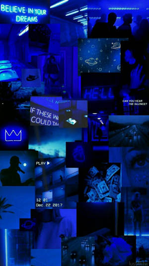 A Dreamy And Dark Neon Blue World Wallpaper