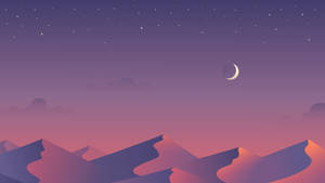 A Dreamy Purple Hue Cast Across The Night Sky Of A Mysterious Desert Wallpaper