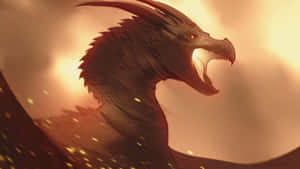 A Fierce And Powerful Rodan, A Giant Pterosaur, Protecting Its Nest. Wallpaper