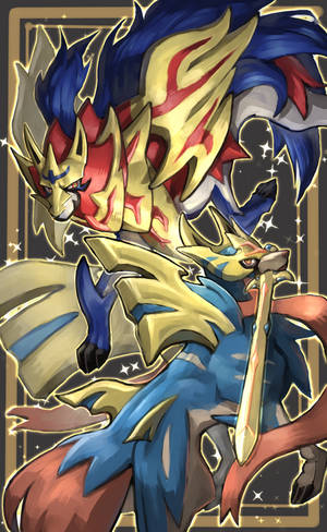 A Fierce Battle Is Brewing - Warriors Zamazenta And Zacian From Pokemon Sword And Shield Wallpaper