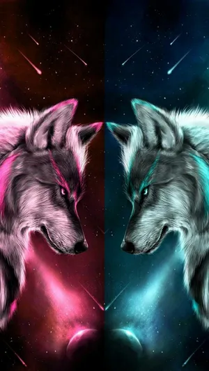 A Fire And Ice Wolf Ruling The Night Wallpaper