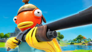 A Fish Holding A Gun In A Cartoon Wallpaper