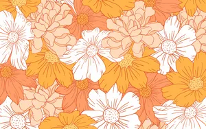 A Floral Pattern With Orange And White Flowers Wallpaper