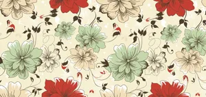 A Floral Pattern With Red, Green, And Brown Flowers Wallpaper