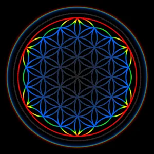 A Flower Of Life In A Circle With Colorful Lights Wallpaper