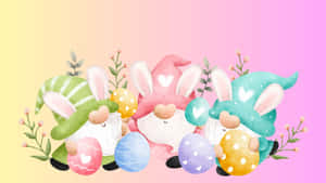 A Friendly Easter Bunny Hops Across The Fresh Spring Grass. Wallpaper