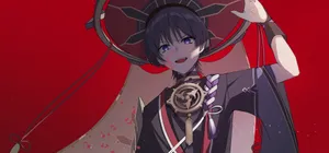 A Girl In A Red Dress Holding A Sword Wallpaper