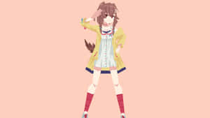 A Girl In A Yellow Dress And Red Shoes Wallpaper