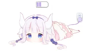 A Girl With A Blue Horn And Purple Hair Is Laying Down Wallpaper