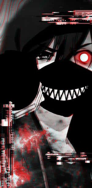 A Girl With A Mask And Red Eyes Wallpaper