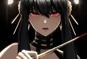 A Girl With Long Black Hair Holding A Baton Wallpaper