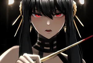 A Girl With Long Black Hair Holding A Baton Wallpaper
