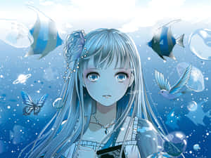A Girl With Long Hair And Blue Eyes Wallpaper