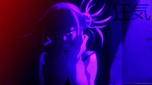 A Girl With Purple And Blue Lights In Front Of Her Wallpaper