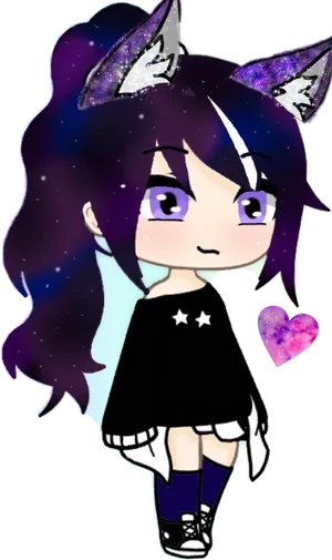 A Girl With Purple Hair And A Heart In Her Hands Wallpaper