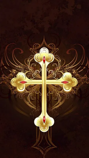 A Gold Cross On A Dark Background Wallpaper