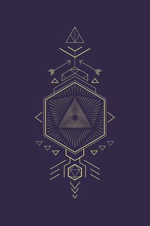 A Gold Eye With Geometric Shapes On A Purple Background Wallpaper