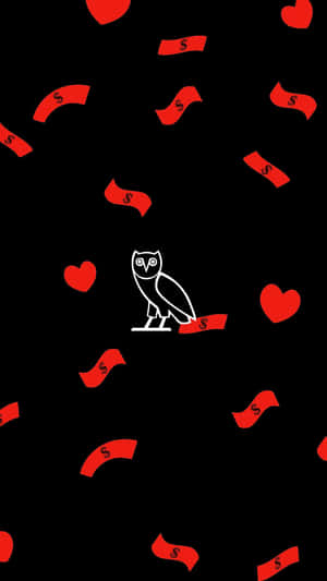 A Golden Drake Ovo Owl Perched Atop An Iphone Wallpaper