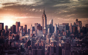 A Golden Skyline Of New York City Wallpaper