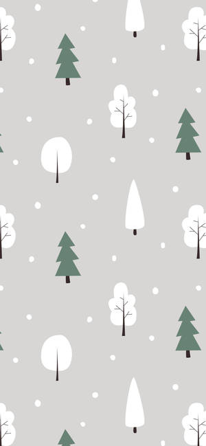 A Gray And White Pattern With Trees And Snowflakes Wallpaper