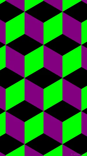 A Green And Purple Tiled Pattern With Black And Green Squares Wallpaper