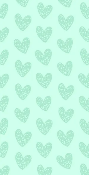 A Green Background With Hearts On It Wallpaper