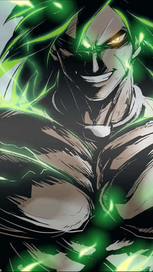 A Green Dragon Ball Character With Glowing Eyes Wallpaper
