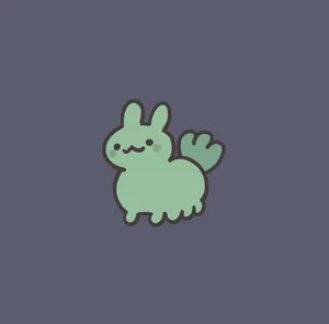 A Green Kawaii Worm On A Dark Background Wallpaper