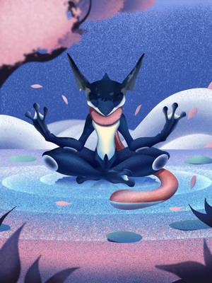 A Greninja Meditating In A Peaceful Setting Wallpaper